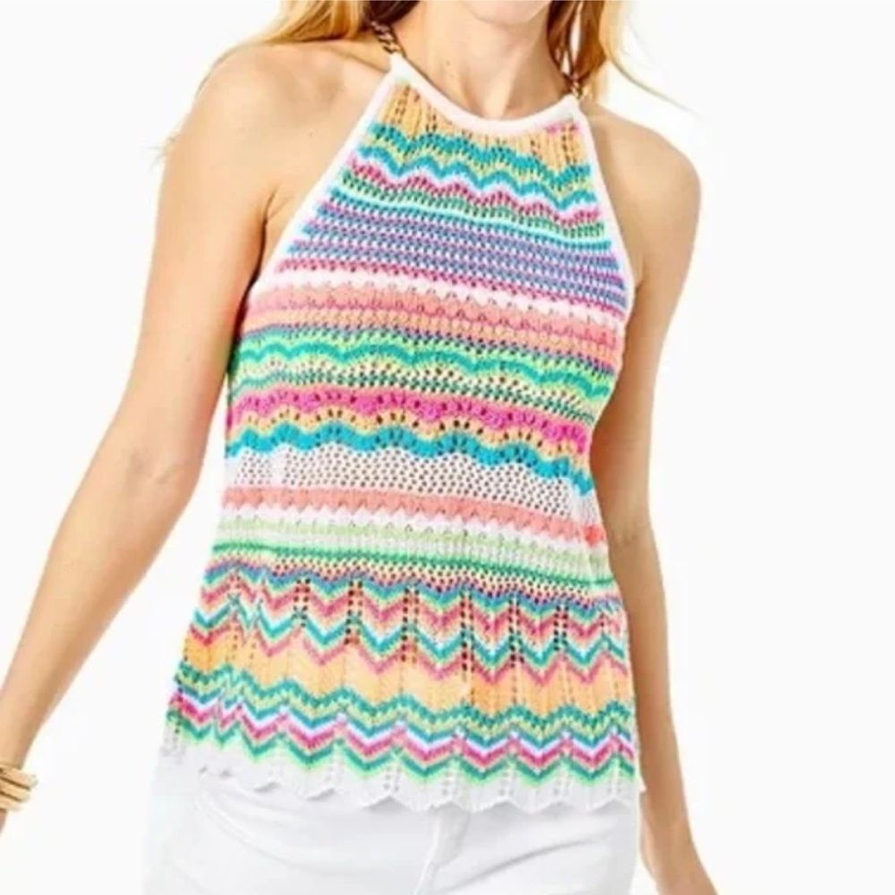 Lily Pulitzer Crochet Halter Top Sz Sm